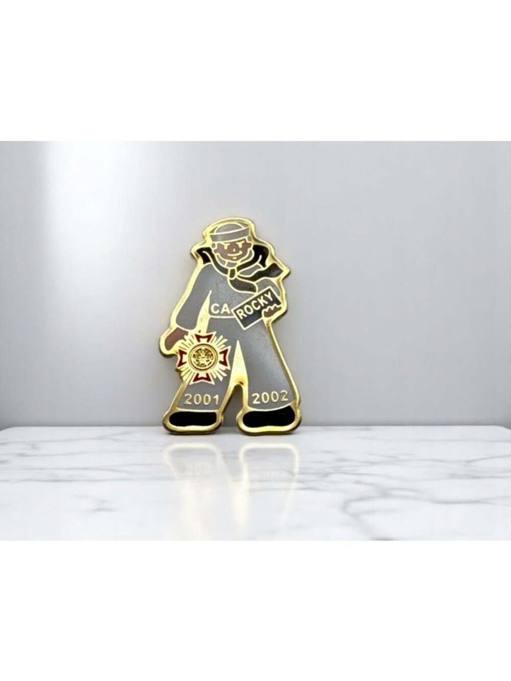 Vintage VFW Lapel Pin Rocky Sailor Gold Tone 2001-2002 CA Veterans